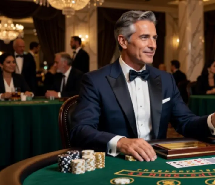 Goście VIP przy luksusowym stole Blackjack podczas eleganckiego eventu