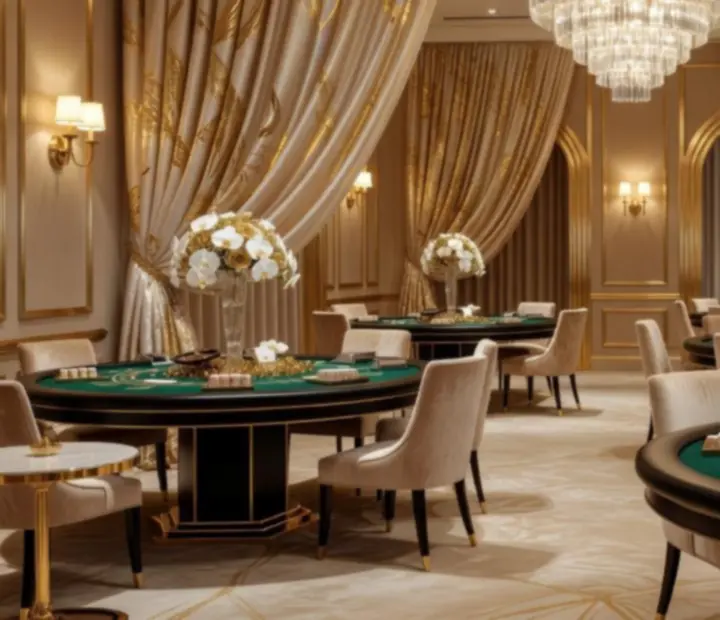 Stylowe dekoracje casino glamour podczas eventu firmowego