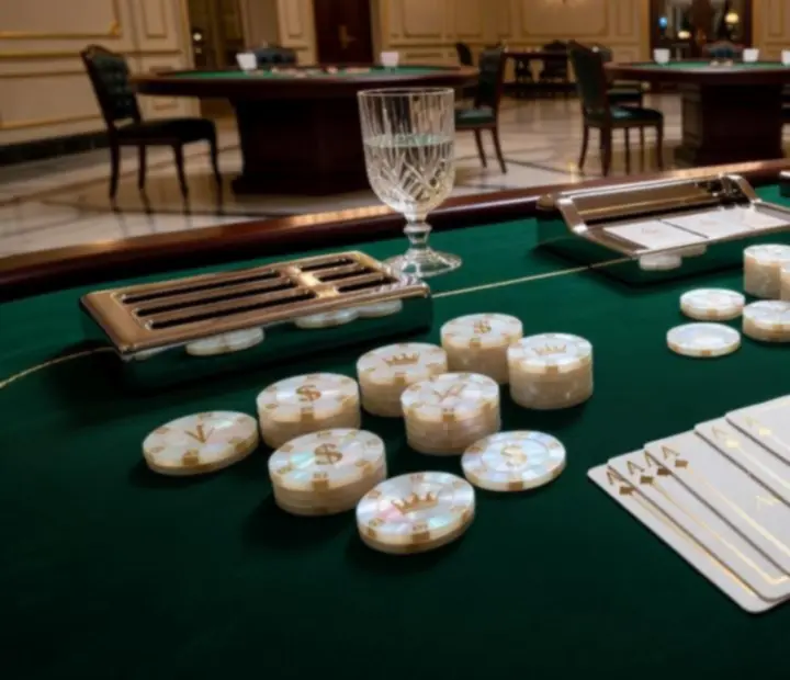 Ekskluzywne stoły do pokera, ruletki i blackjacka oświetlone nastrojowym światłem
