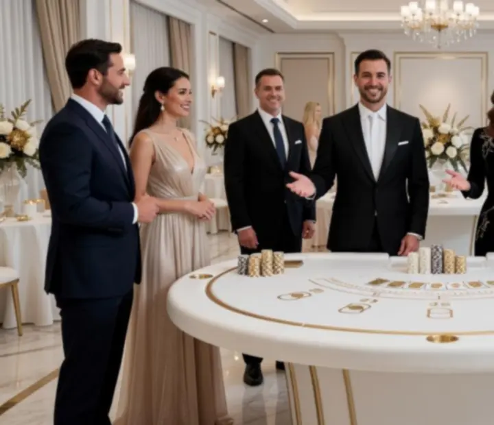 Elegancki stół Blackjack przygotowany na wieczór eventowy