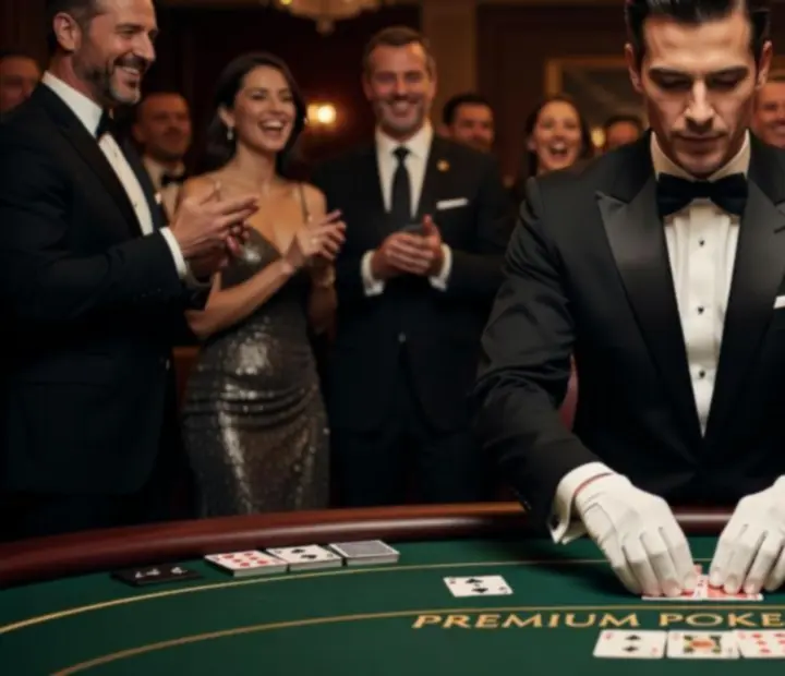 Profesjonalni krupierzy prowadzący rozgrywkę pokerową podczas eventu