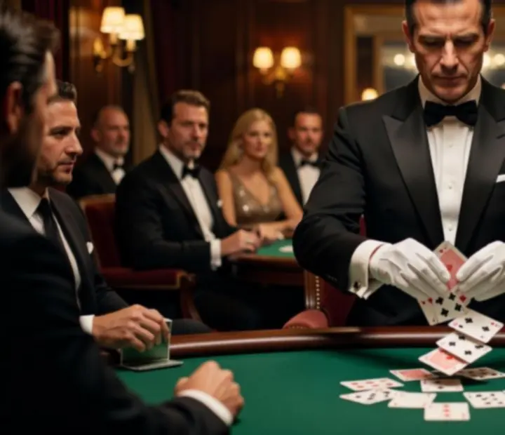 Profesjonalny zespół obsługujący elegancki wieczór casino w stylu premium